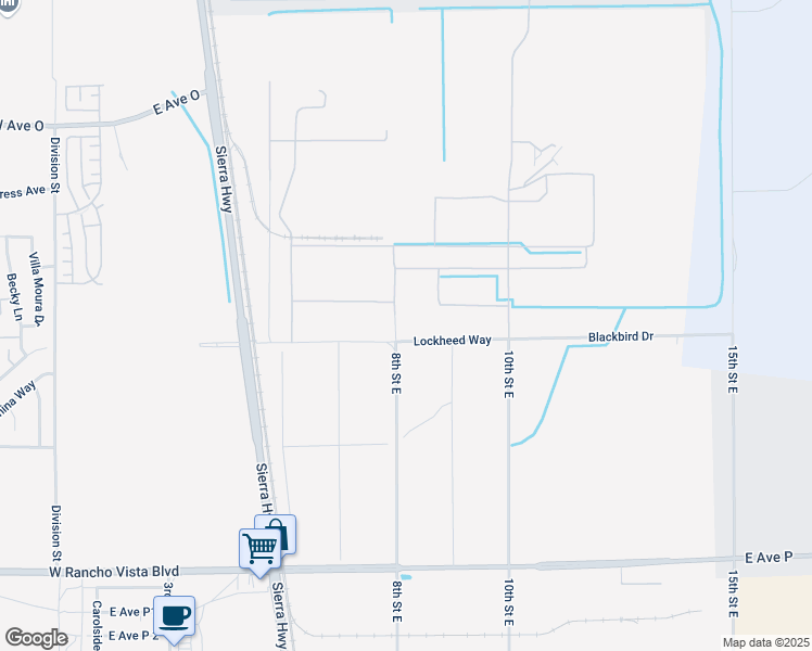map of restaurants, bars, coffee shops, grocery stores, and more near 1011 Lockheed Way in Palmdale