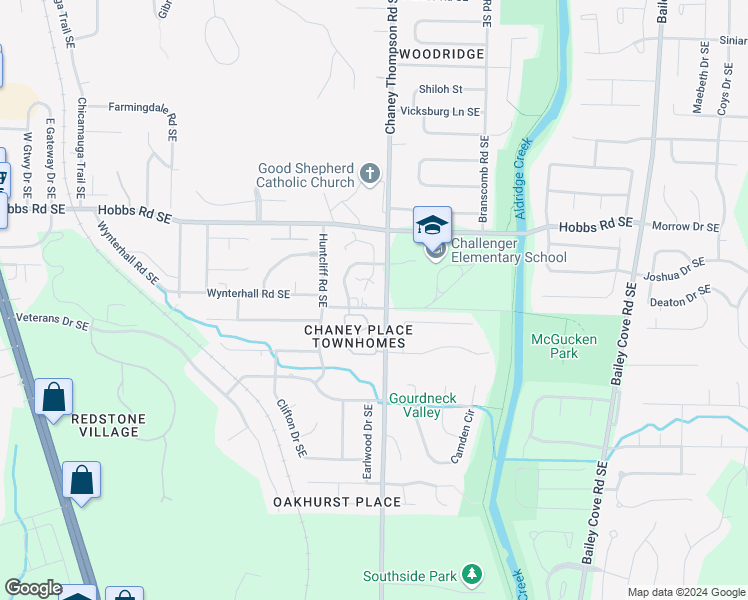 map of restaurants, bars, coffee shops, grocery stores, and more near 13600 Chaney Thompson Road Southeast in Huntsville