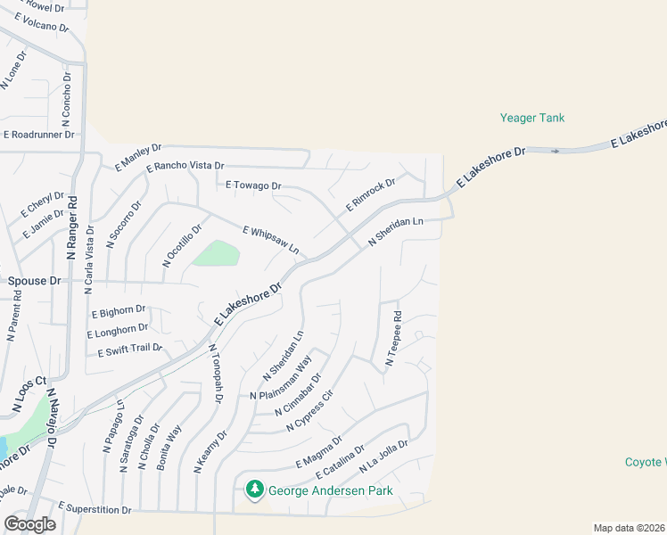 map of restaurants, bars, coffee shops, grocery stores, and more near 4635 North Sheridan Lane in Prescott Valley