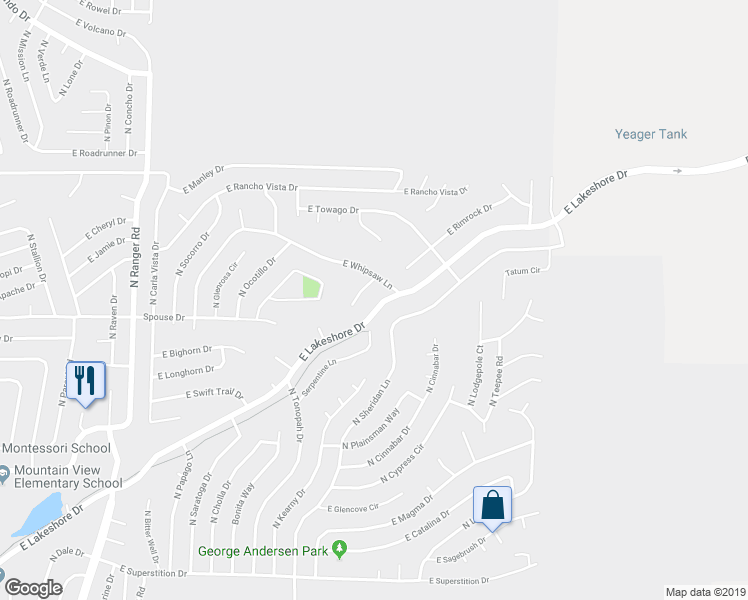map of restaurants, bars, coffee shops, grocery stores, and more near 4737 North Lava Lane in Prescott Valley