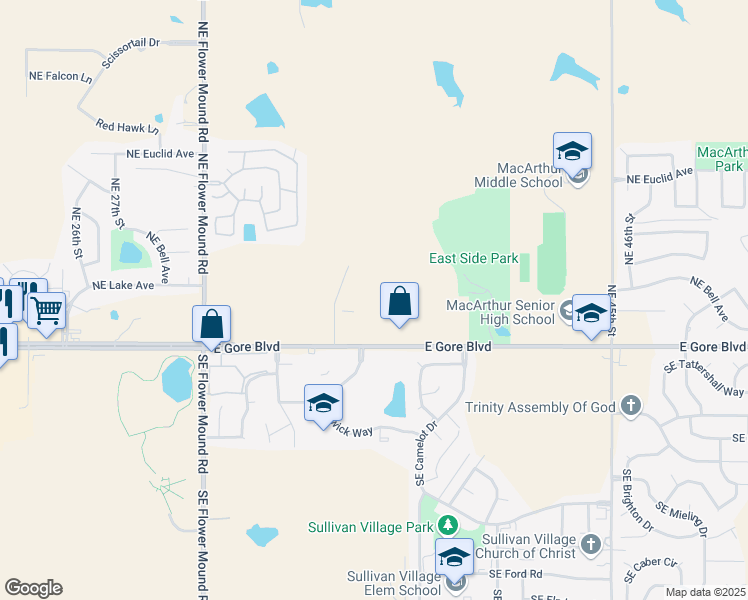map of restaurants, bars, coffee shops, grocery stores, and more near 3502 East Gore Boulevard in Lawton