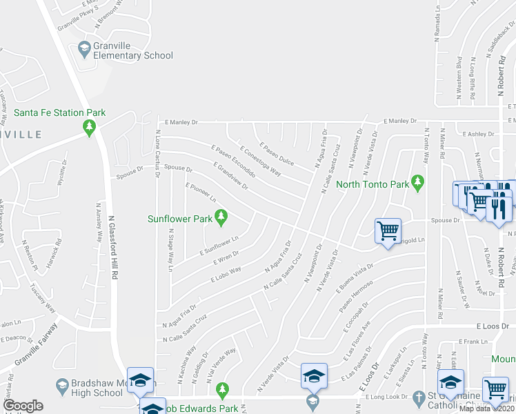 map of restaurants, bars, coffee shops, grocery stores, and more near 7350 Spouse Drive in Prescott Valley