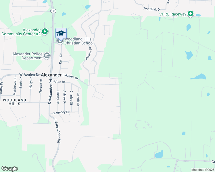 map of restaurants, bars, coffee shops, grocery stores, and more near 10057 Valley Ridge Drive in Alexander