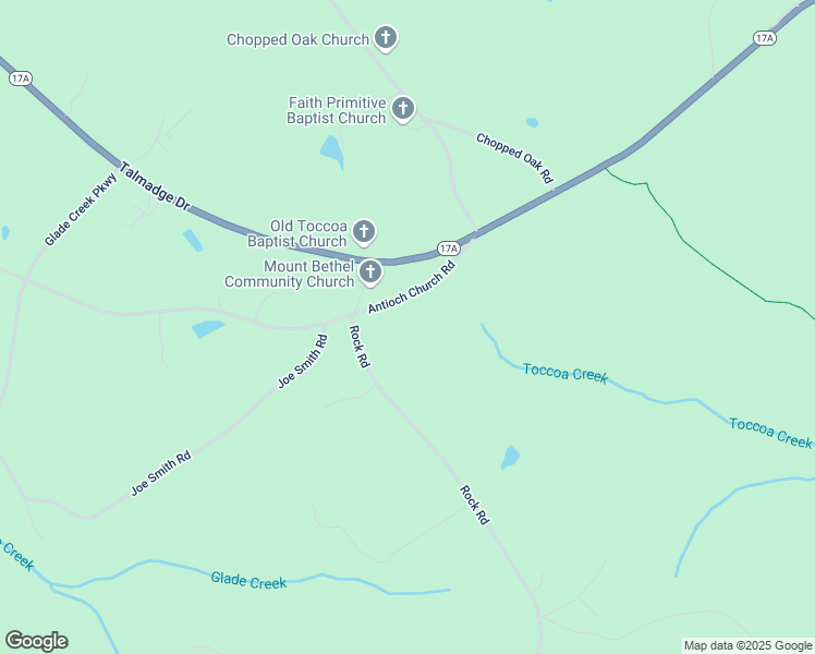 map of restaurants, bars, coffee shops, grocery stores, and more near 3848 Antioch Church Road in Toccoa