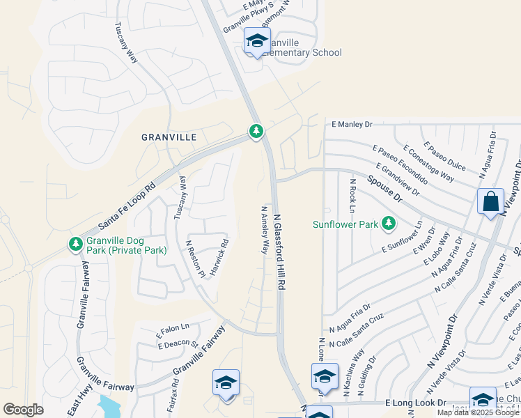 map of restaurants, bars, coffee shops, grocery stores, and more near 4718 North Ainsley Way in Prescott Valley
