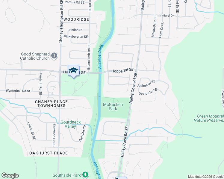 map of restaurants, bars, coffee shops, grocery stores, and more near 1094 Joshua Drive in Huntsville