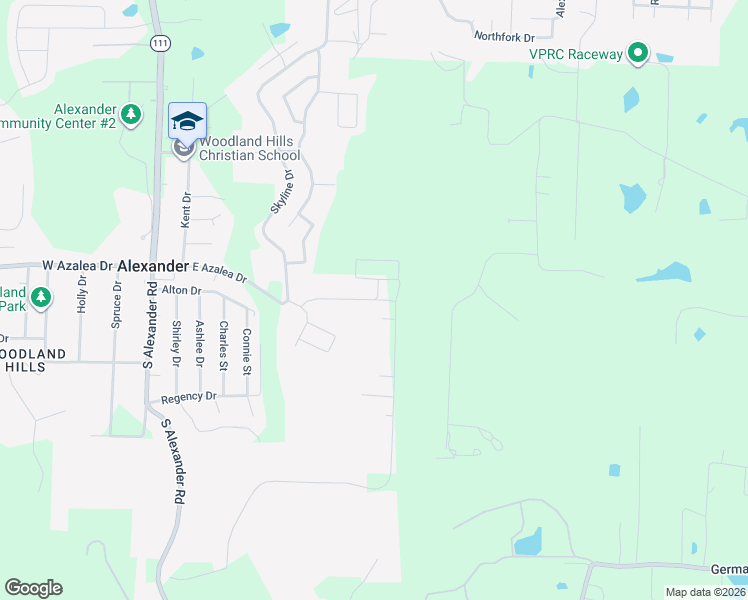 map of restaurants, bars, coffee shops, grocery stores, and more near 9008 Valley Ridge Drive in Alexander