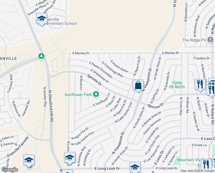map of restaurants, bars, coffee shops, grocery stores, and more near 7317 East Grandview Drive in Prescott Valley