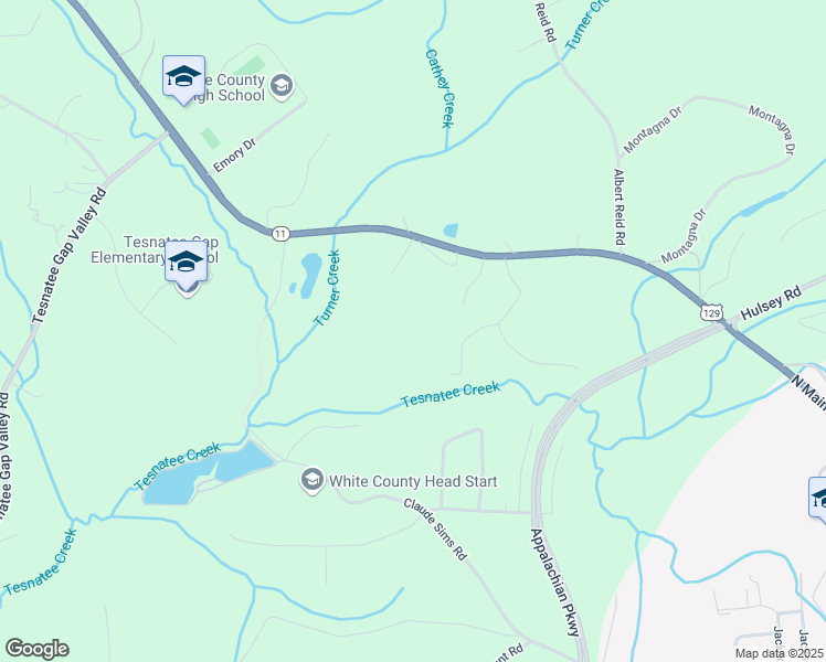 map of restaurants, bars, coffee shops, grocery stores, and more near Sang Springs Trail in White County