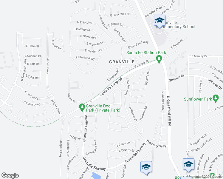 map of restaurants, bars, coffee shops, grocery stores, and more near 6380 Andover Lane in Prescott Valley