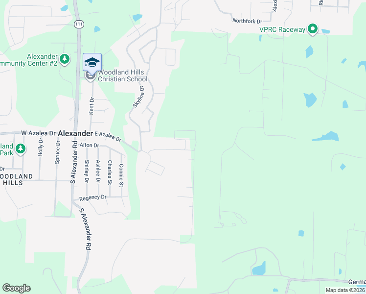map of restaurants, bars, coffee shops, grocery stores, and more near 10016 Valley Ridge Drive in Alexander