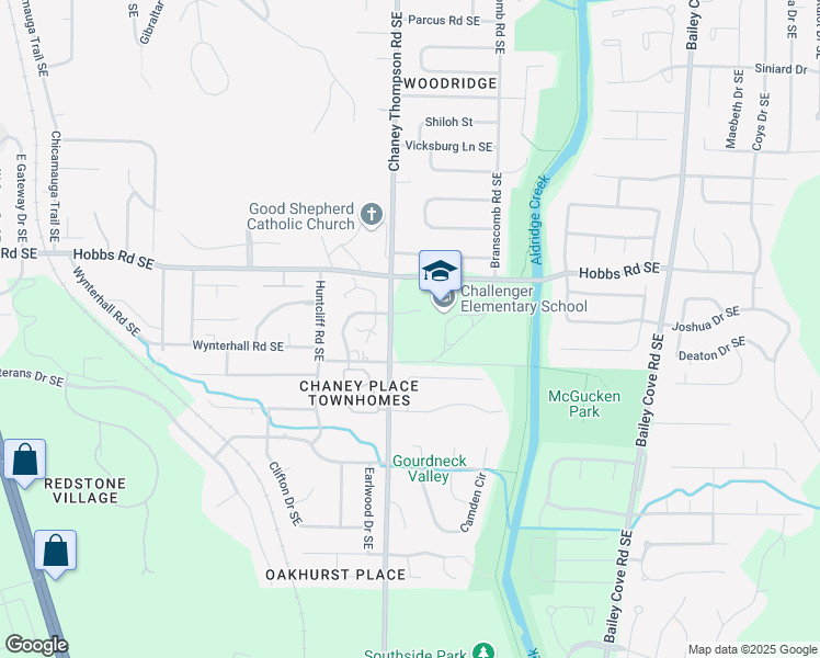 map of restaurants, bars, coffee shops, grocery stores, and more near 13555 Chaney Thompson Road Southeast in Huntsville