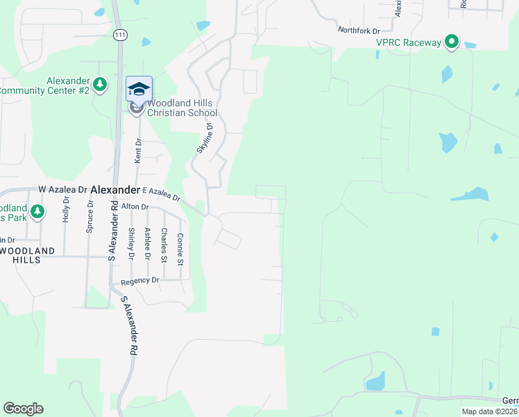 map of restaurants, bars, coffee shops, grocery stores, and more near 10032 Valley Ridge Drive in Alexander