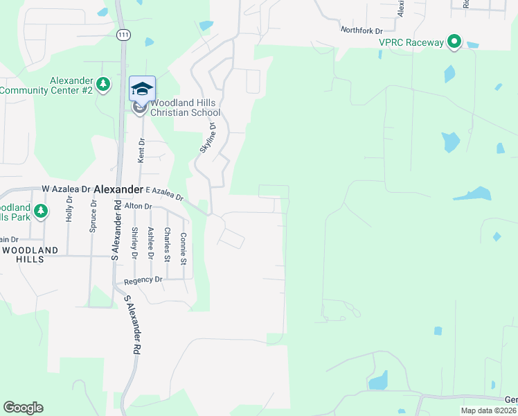 map of restaurants, bars, coffee shops, grocery stores, and more near 10040 Valley Ridge Drive in Alexander