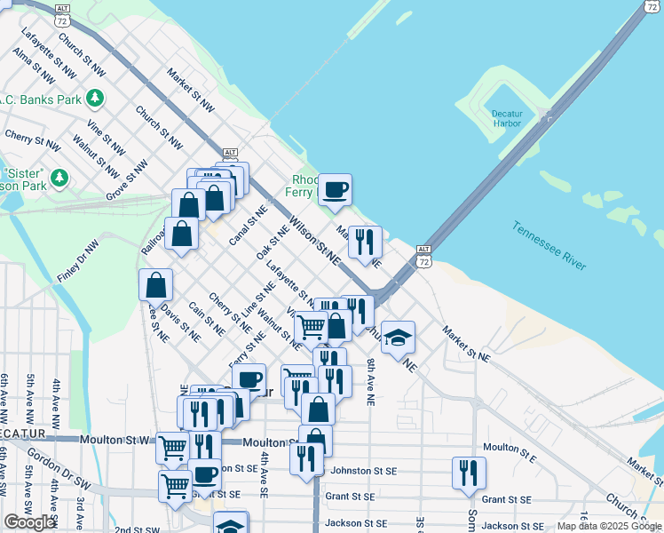 map of restaurants, bars, coffee shops, grocery stores, and more near 914 Ferry Street Northeast in Decatur