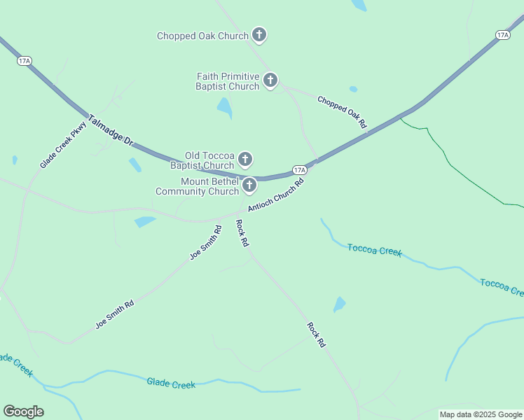 map of restaurants, bars, coffee shops, grocery stores, and more near 3848 Antioch Church Road in Toccoa