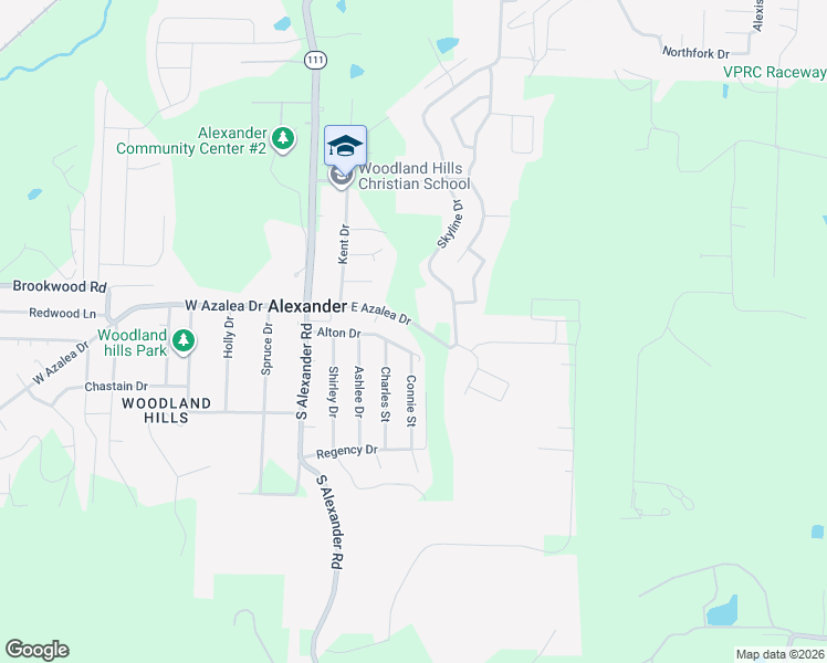 map of restaurants, bars, coffee shops, grocery stores, and more near 14913 East Azalea Drive in Alexander