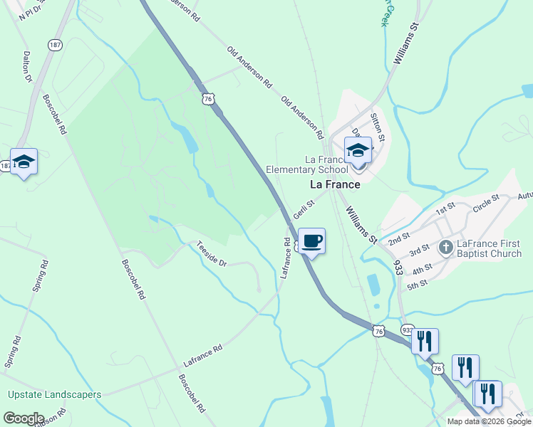 map of restaurants, bars, coffee shops, grocery stores, and more near 6707 U.S. 76 in Pendleton