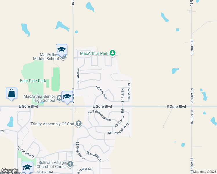 map of restaurants, bars, coffee shops, grocery stores, and more near 210 Northeast 48th Street in Lawton
