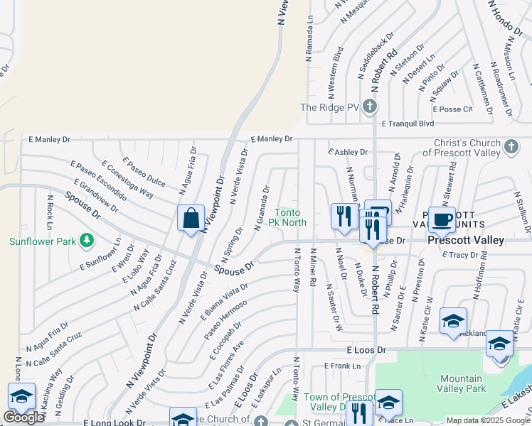 map of restaurants, bars, coffee shops, grocery stores, and more near 4701 North Granada Drive in Prescott Valley