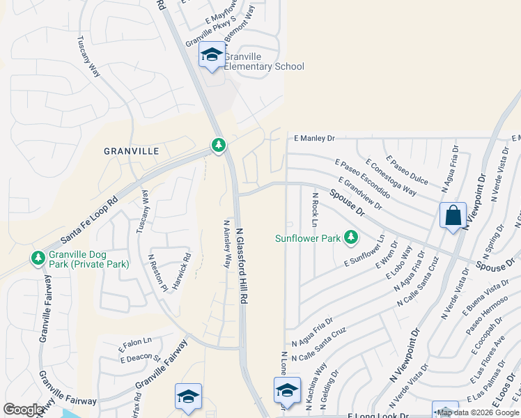 map of restaurants, bars, coffee shops, grocery stores, and more near 4745-4843 North Glassford Hill Road in Prescott Valley