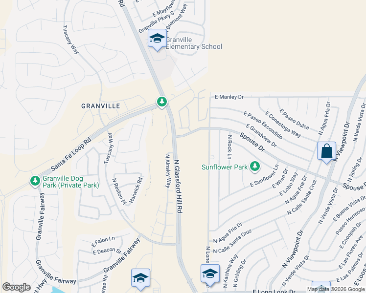 map of restaurants, bars, coffee shops, grocery stores, and more near 4745-4843 North Glassford Hill Road in Prescott Valley
