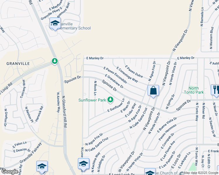 map of restaurants, bars, coffee shops, grocery stores, and more near 7235 Spouse Drive in Prescott Valley