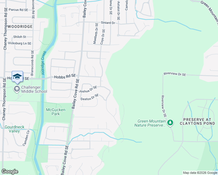 map of restaurants, bars, coffee shops, grocery stores, and more near 1309 Joshua Drive Southeast in Huntsville
