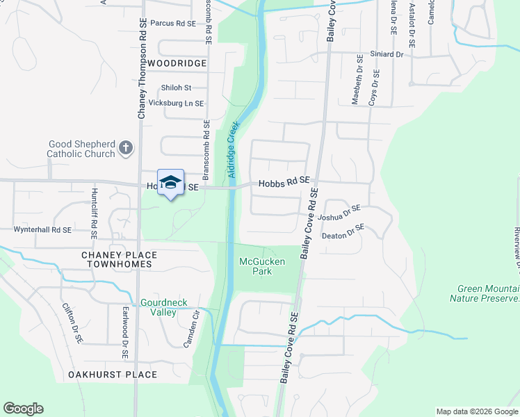 map of restaurants, bars, coffee shops, grocery stores, and more near 1094 Joshua Drive in Huntsville