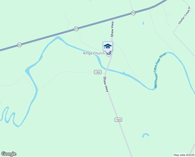 map of restaurants, bars, coffee shops, grocery stores, and more near 65 Old Blakes Bridge Road in Burgaw