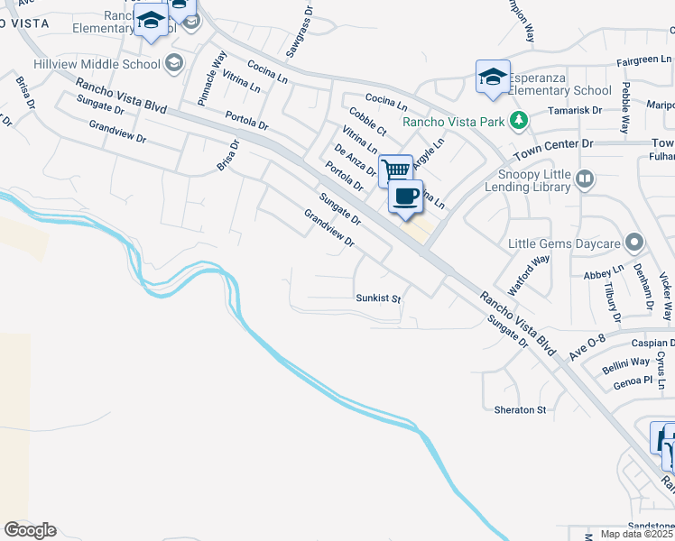 map of restaurants, bars, coffee shops, grocery stores, and more near 3961 Woburn Court in Palmdale
