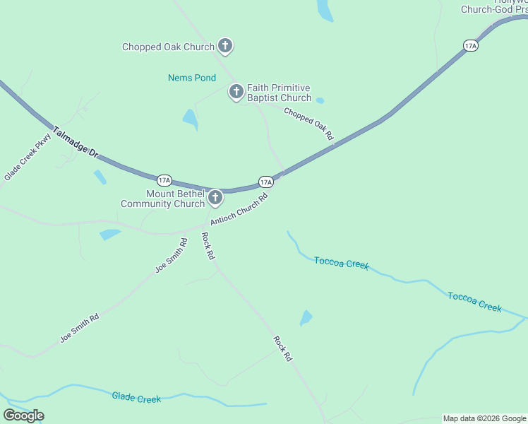 map of restaurants, bars, coffee shops, grocery stores, and more near 3904 Antioch Church Road in Toccoa
