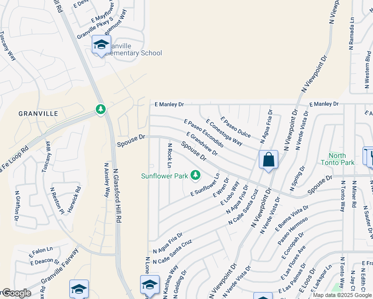 map of restaurants, bars, coffee shops, grocery stores, and more near 7165 East Pioneer Lane in Prescott Valley