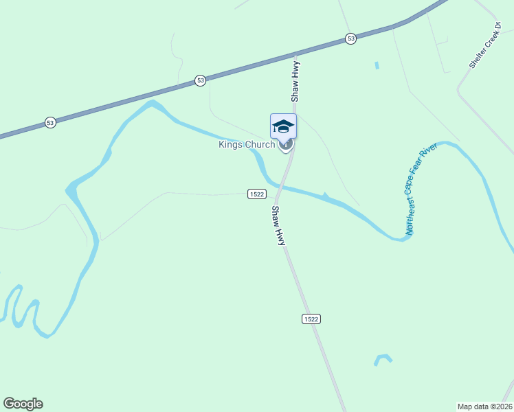 map of restaurants, bars, coffee shops, grocery stores, and more near 65 Old Blakes Bridge Road in Burgaw