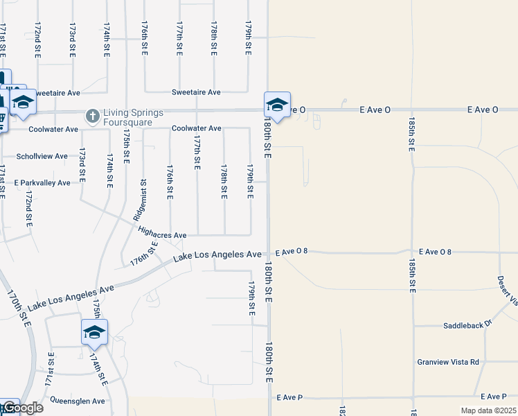 map of restaurants, bars, coffee shops, grocery stores, and more near in Lake Los Angeles