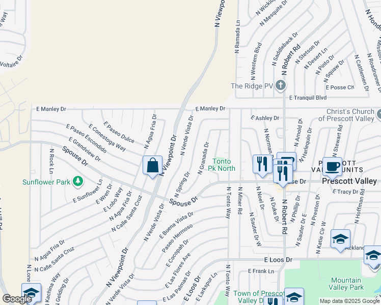 map of restaurants, bars, coffee shops, grocery stores, and more near 4701 North Verde Vista Drive in Prescott Valley