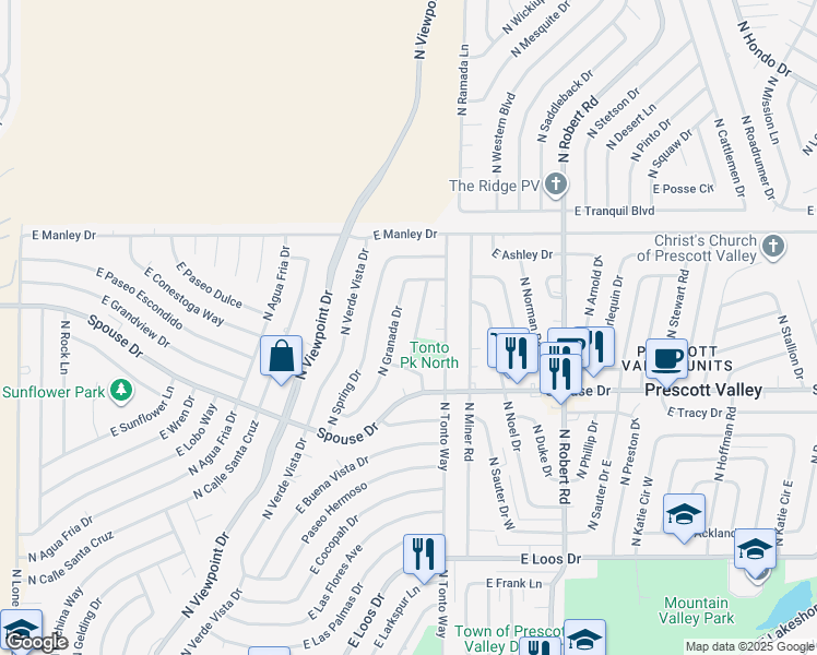 map of restaurants, bars, coffee shops, grocery stores, and more near 4701 North Granada Drive in Prescott Valley