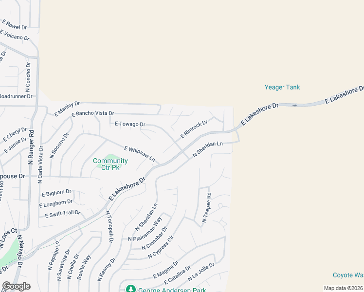 map of restaurants, bars, coffee shops, grocery stores, and more near 9725 East Rimrock Drive in Prescott Valley