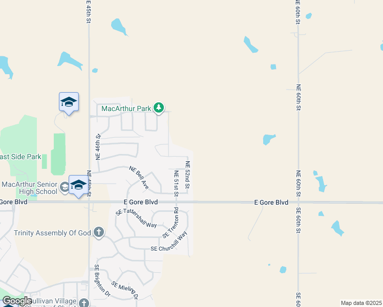 map of restaurants, bars, coffee shops, grocery stores, and more near 5114 Northeast Haddington Place in Lawton