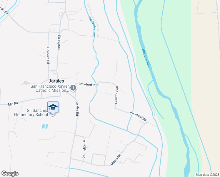 map of restaurants, bars, coffee shops, grocery stores, and more near 42 Crawford Road in Belen