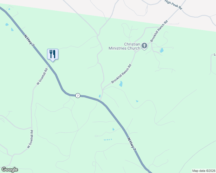 map of restaurants, bars, coffee shops, grocery stores, and more near 206 Brookhill Ranch Road in Hot Springs