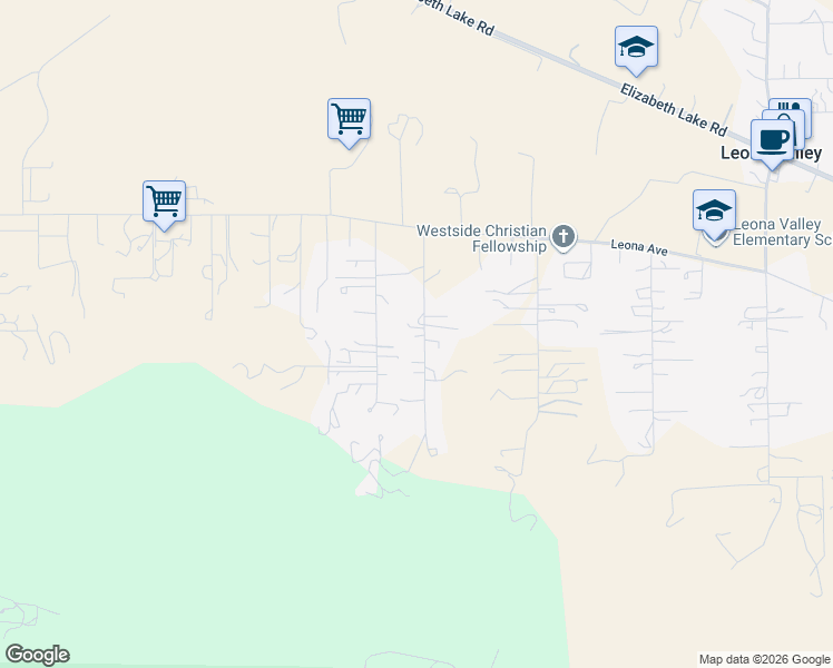 map of restaurants, bars, coffee shops, grocery stores, and more near 40159 97th Street West in Leona Valley