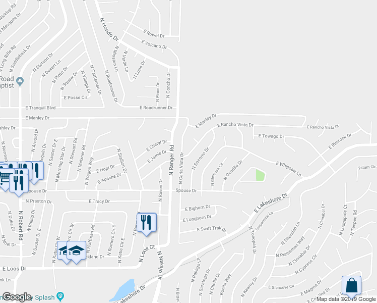 map of restaurants, bars, coffee shops, grocery stores, and more near 9024 East Rancho Vista Drive in Prescott Valley