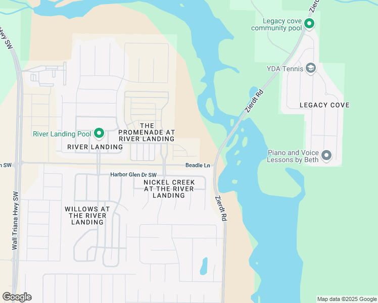 map of restaurants, bars, coffee shops, grocery stores, and more near 202 Falling Water Lane Southwest in Madison