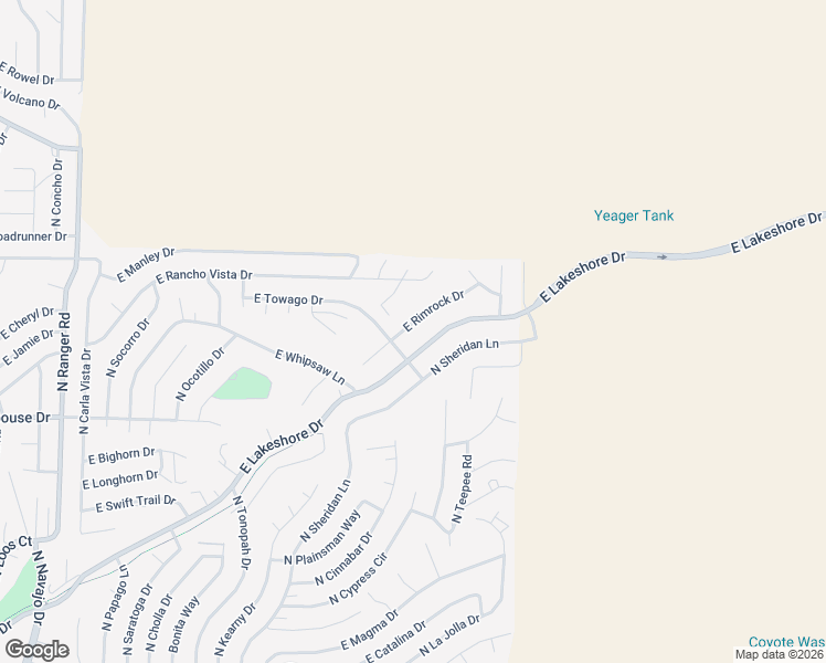 map of restaurants, bars, coffee shops, grocery stores, and more near 9725 East Rimrock Drive in Prescott Valley