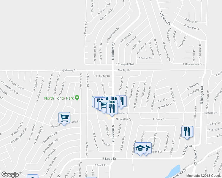 map of restaurants, bars, coffee shops, grocery stores, and more near 4836 North Judy Circle in Prescott Valley