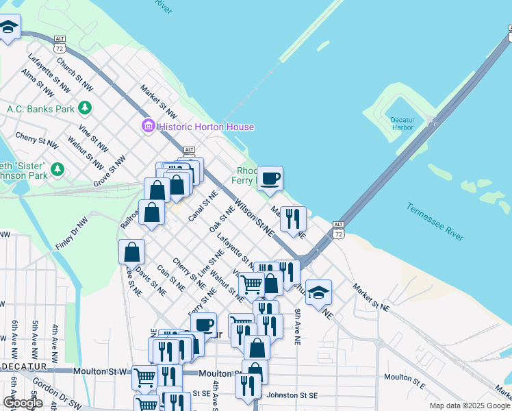 map of restaurants, bars, coffee shops, grocery stores, and more near 1009 Line Street Northeast in Decatur