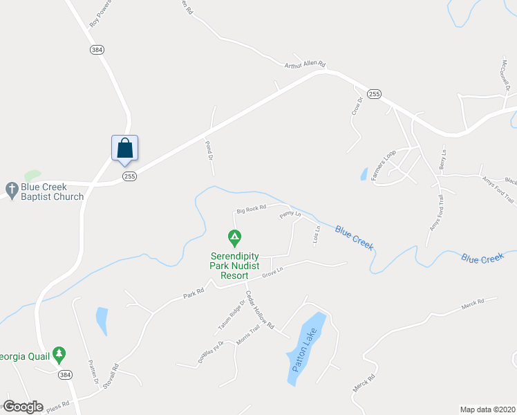 map of restaurants, bars, coffee shops, grocery stores, and more near Big Rock Road in White County