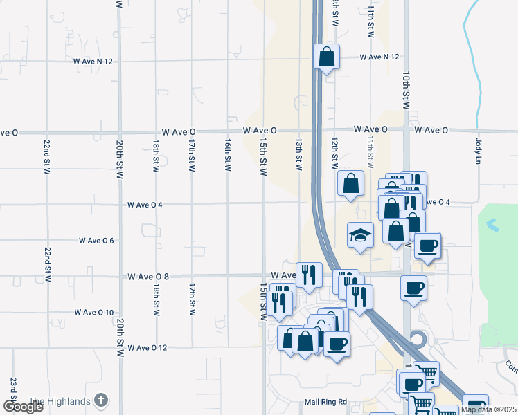 map of restaurants, bars, coffee shops, grocery stores, and more near 40139 15th Street West in Palmdale