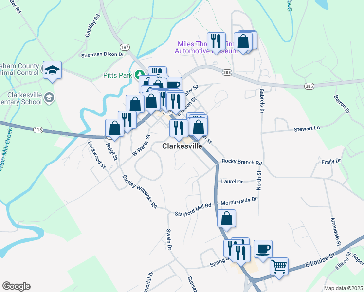 map of restaurants, bars, coffee shops, grocery stores, and more near in Clarkesville